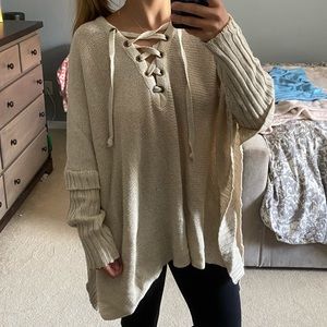 Altard State Lace Up Poncho Sweater